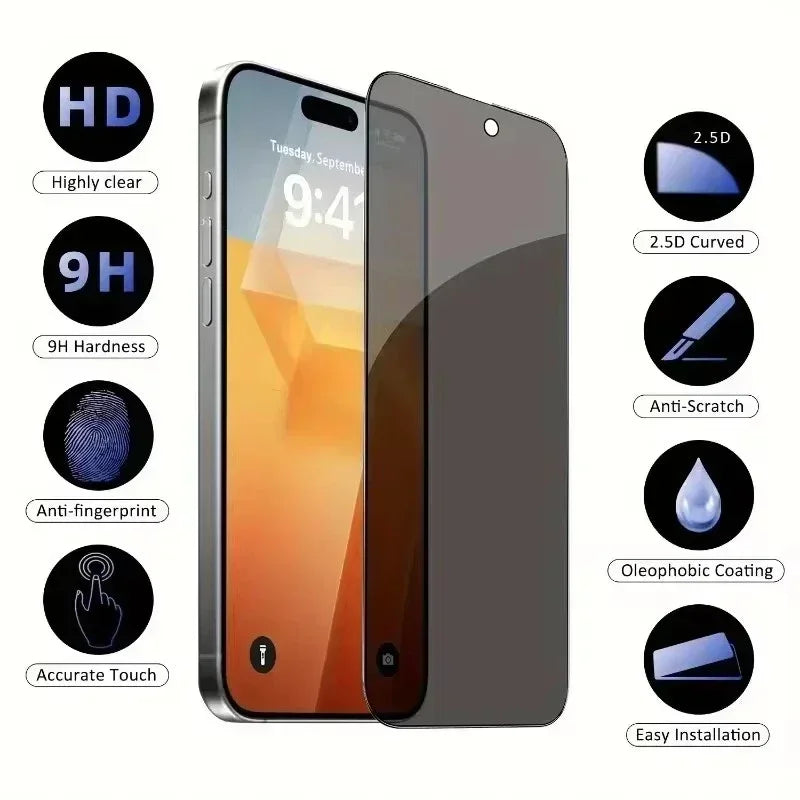 5Pcs Full Cover Privacy Screen Protector For iPhone 16 to 11