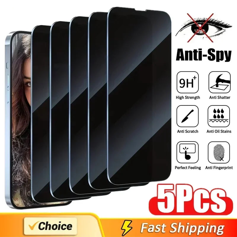 5Pcs Full Cover Privacy Screen Protector For iPhone 16 to 11